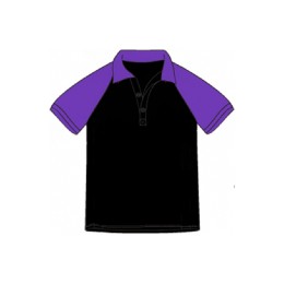 Customized men's (horn sleeve) short-sleeved Polo shirt, black design with contrasting purple color, flat cuffs and machine collar, contrasting purple color, Tseung Kwan O Club P1611 Customized men's (horn sleeve) short-sleeved Polo shirt, black design with contrasting purple color, flat cuffs and machine collar, contrasting purple color, Tseung Kwan O Club P1611